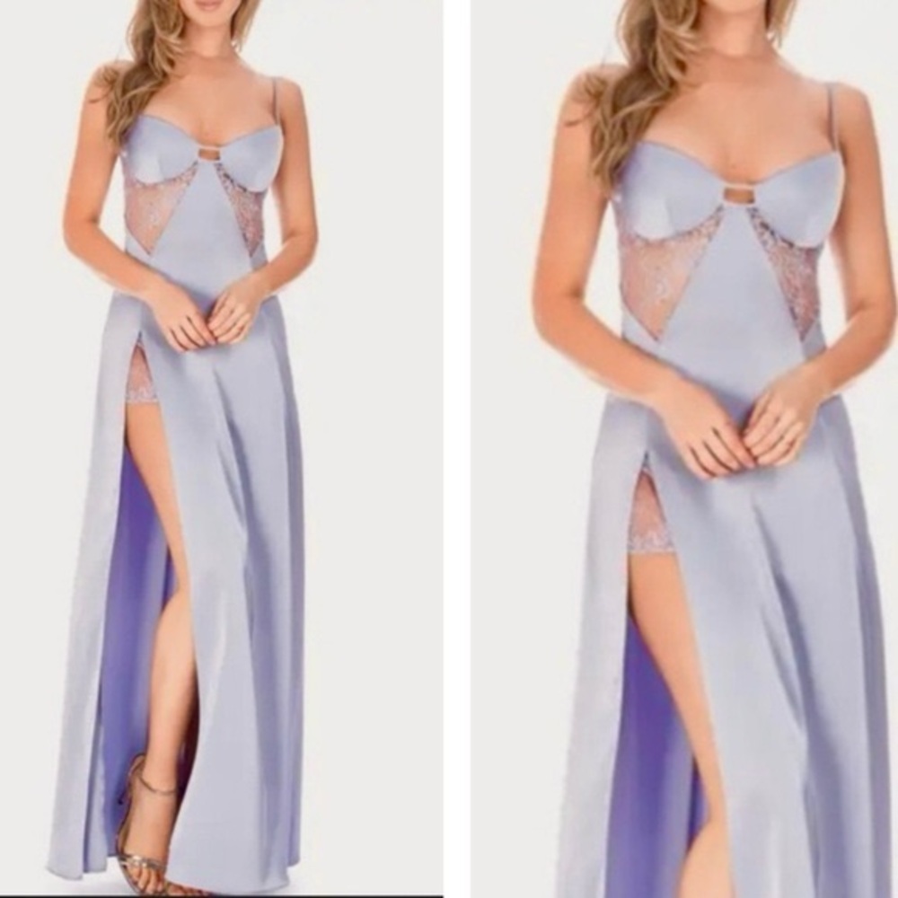 Katie May Ariana Gown in Periwinkle with lace